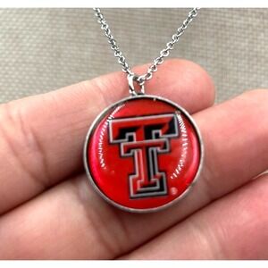 Texas Tech Silver-Tone Red Raiders Ivy School Logo Collegiate Pendant Necklace